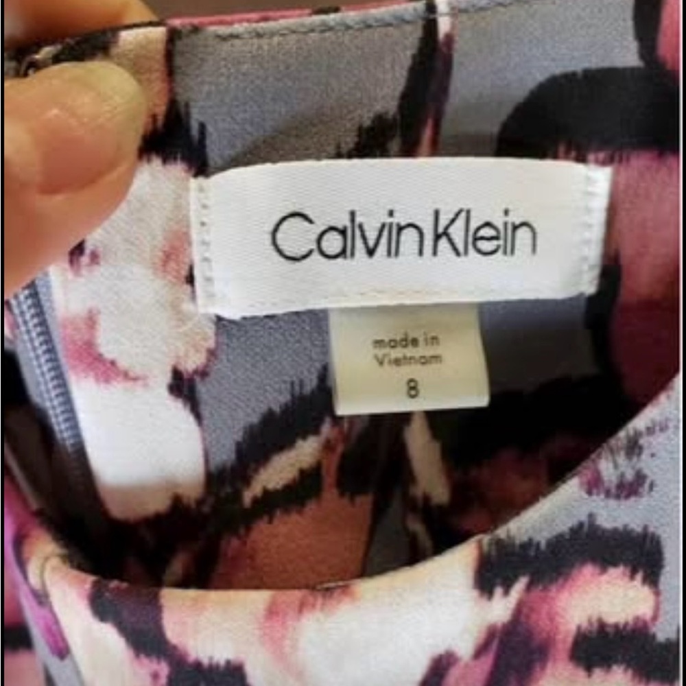 Calvin Klein Pink and Black Midi Dress